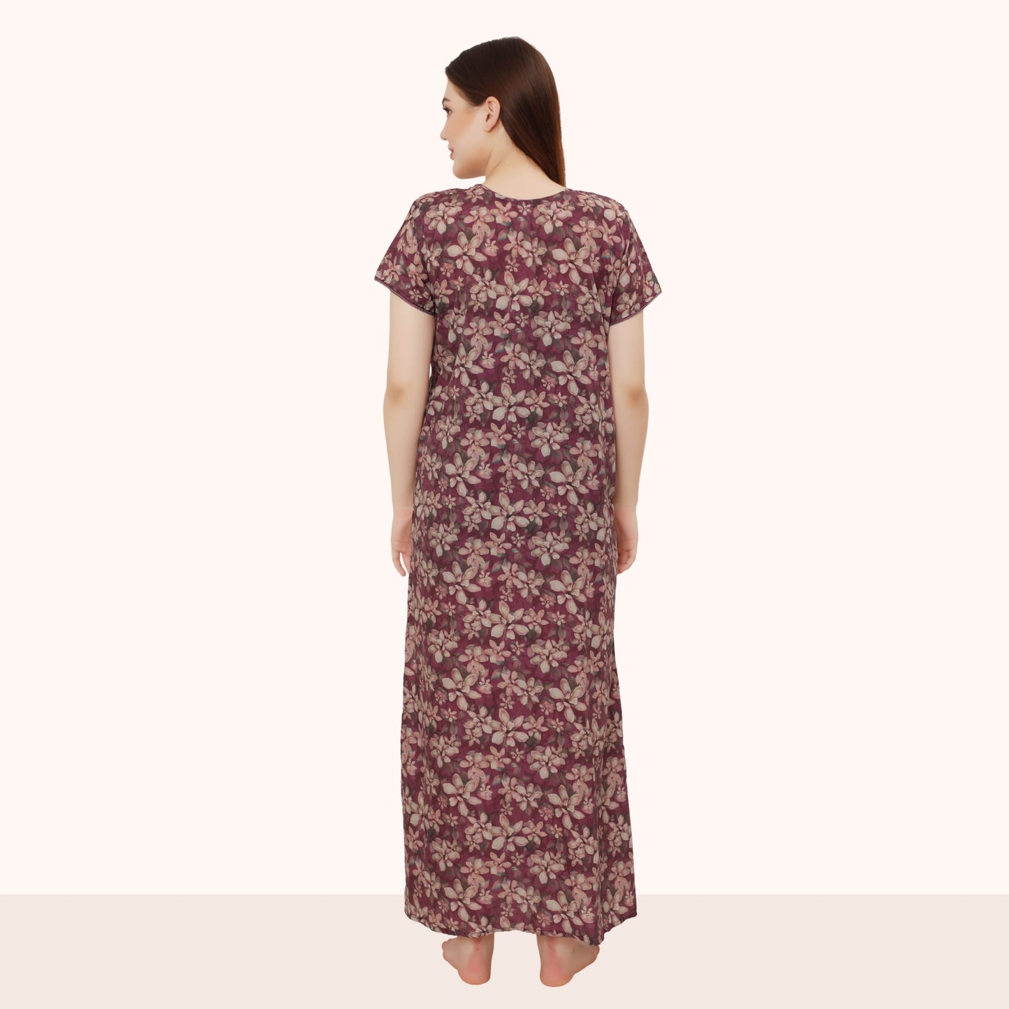 Floral Print Full Length Night Gown
