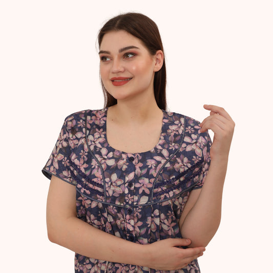 Floral Print Full Length Night Gown