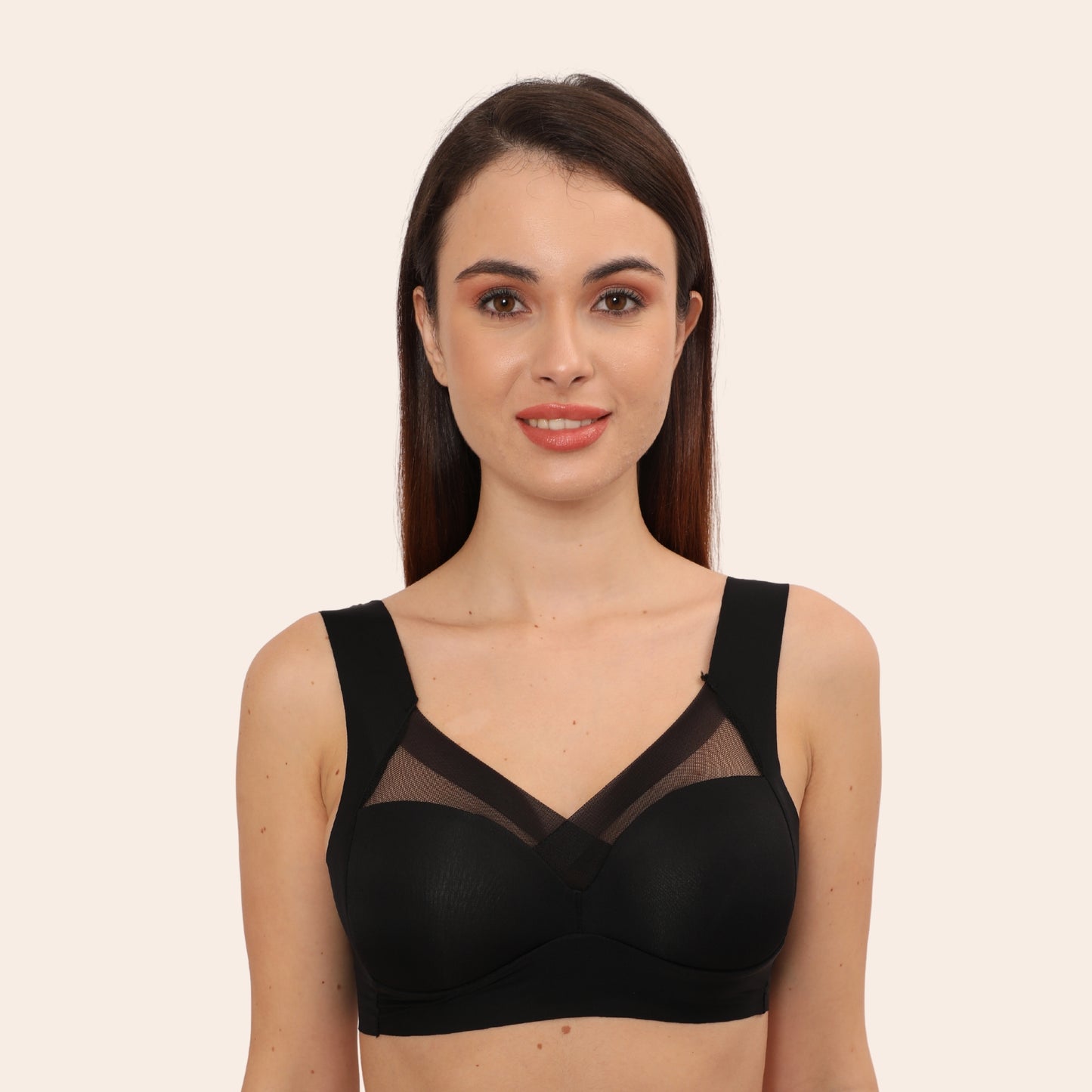 Wirefree Comfortable Padded Lift Push Up Thin, Soft, Sexy Back Smoothing Bra for Women
