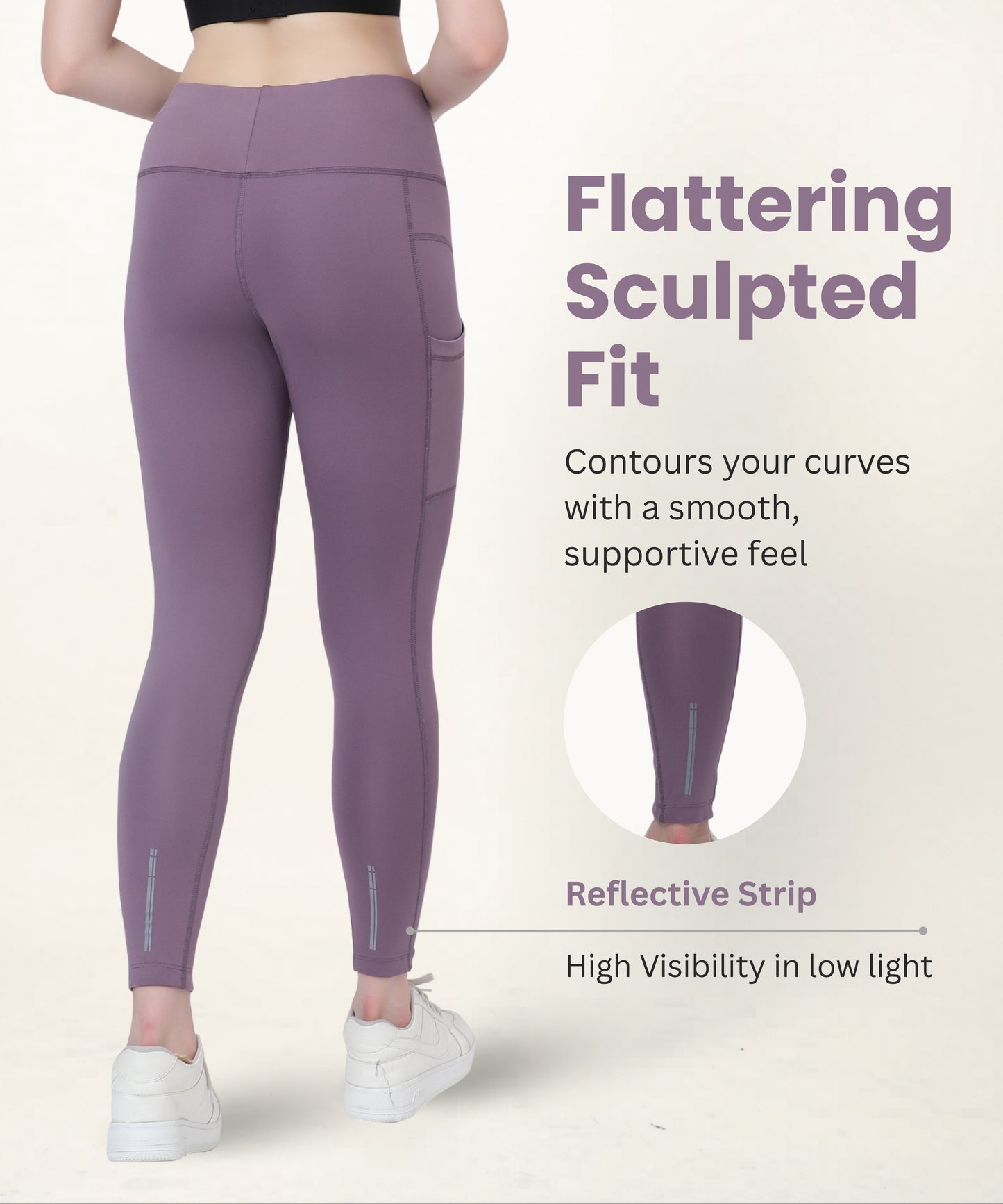 High Waist Gym Leggings with Side Pocket, 4-Way Stretch, Squat-Proof, Moisture-Wicking for Gym, Fitness, Training, Yoga & Activewear
