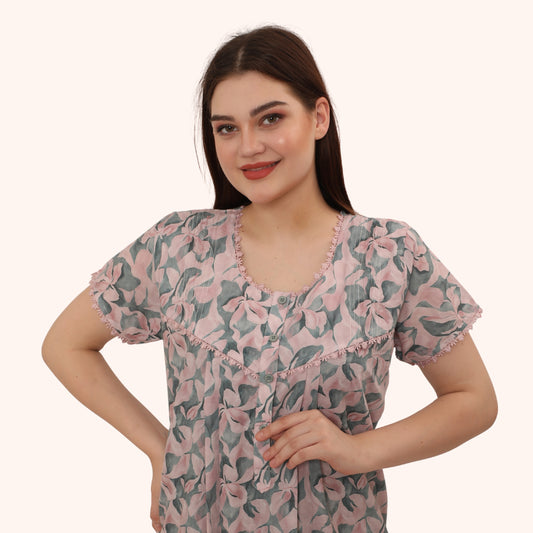 Printed Full Length Night Gown