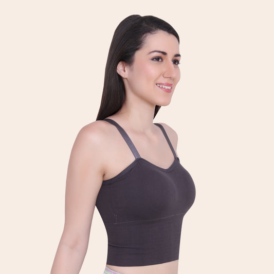 Cotton Spandex Padded Non Wired Full Coverage Crop Top Sports Bra