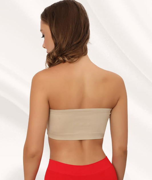 Non-Padded Strapless, Full Coverage, Non-Wired Tube Bra for Backless Dress
