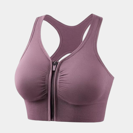 Front Zip Closure Sports Bra | Medium Impact Yoga Bras