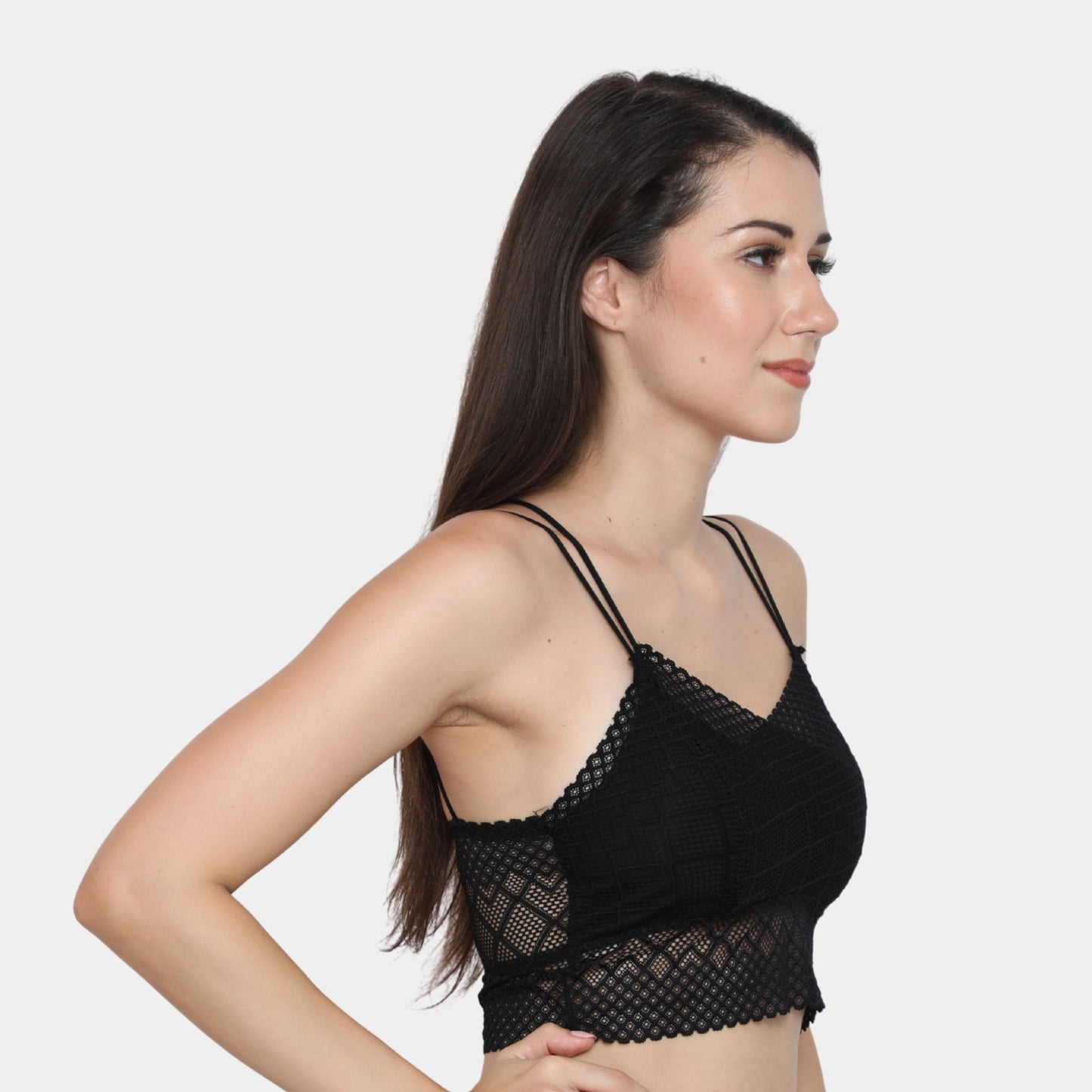 Lace Spandex Padded Wire Free Adjustable Straps Lace Floral Pattern Everyday Bra