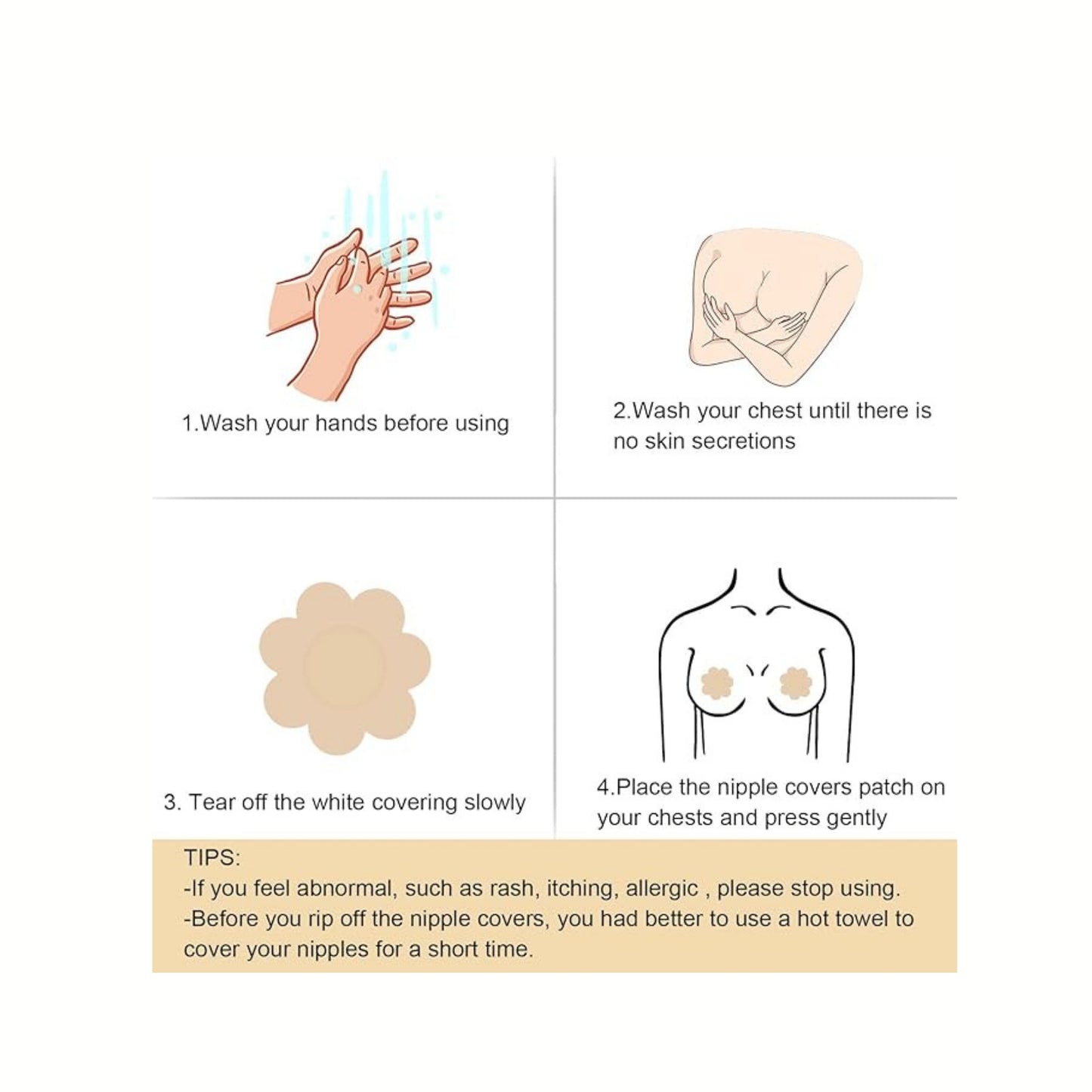 Ultra-Thin Disposable Nipple Pasties, (Pack of 5 Pairs)