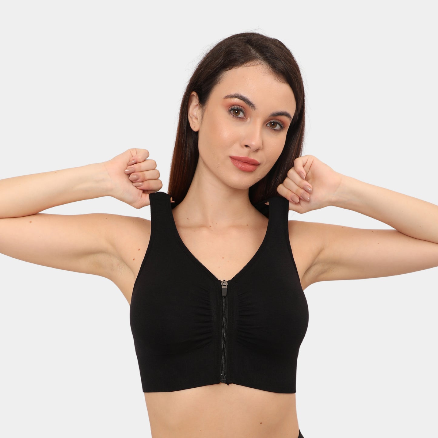 Front Zip Closure Sports Bra | Medium Impact Yoga Bras