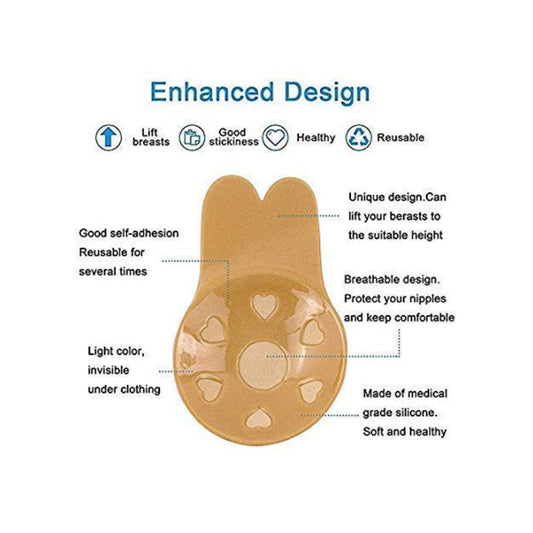 Reusable Thin Silicone Push Up Nipple Cover, Invisible Adhesive Bra