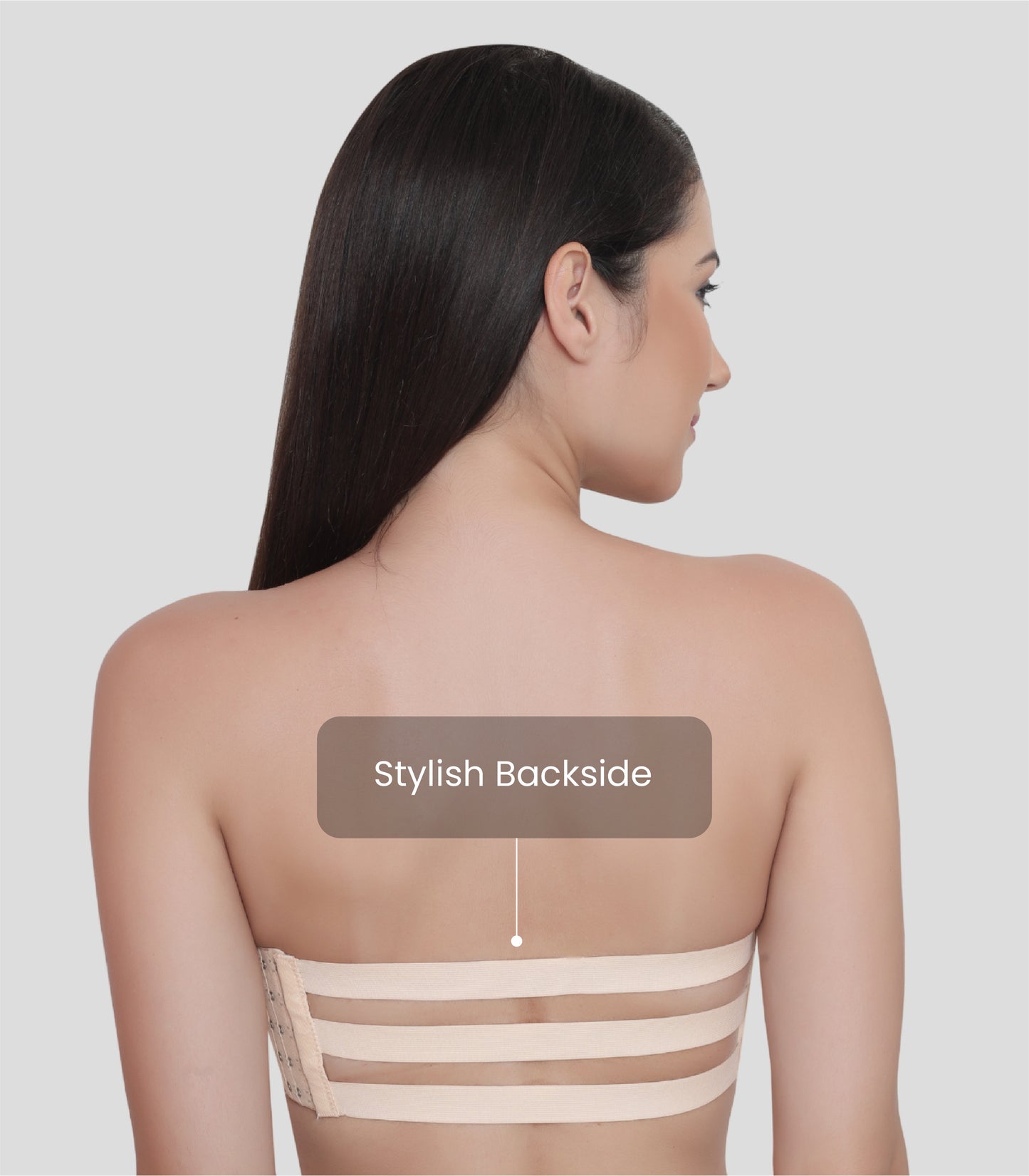 Nylon Spandex Padded Wire Free Seamless Strapless Back Hook Tube Bra with Removable Pads