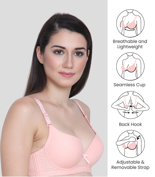 Cotton Nylon Elastane Padded Underwire Adjustable Straps Push Up Bra