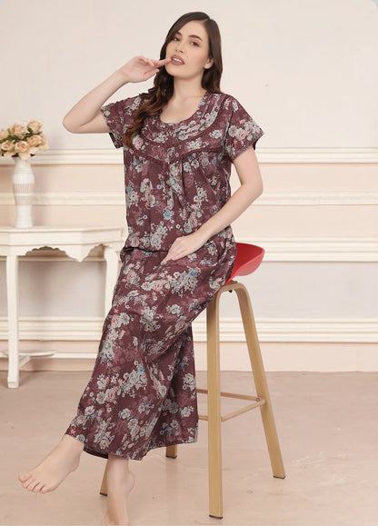 Floral Print Full Length Night Gown