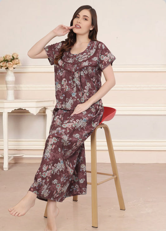 Floral Print Full Length Night Gown