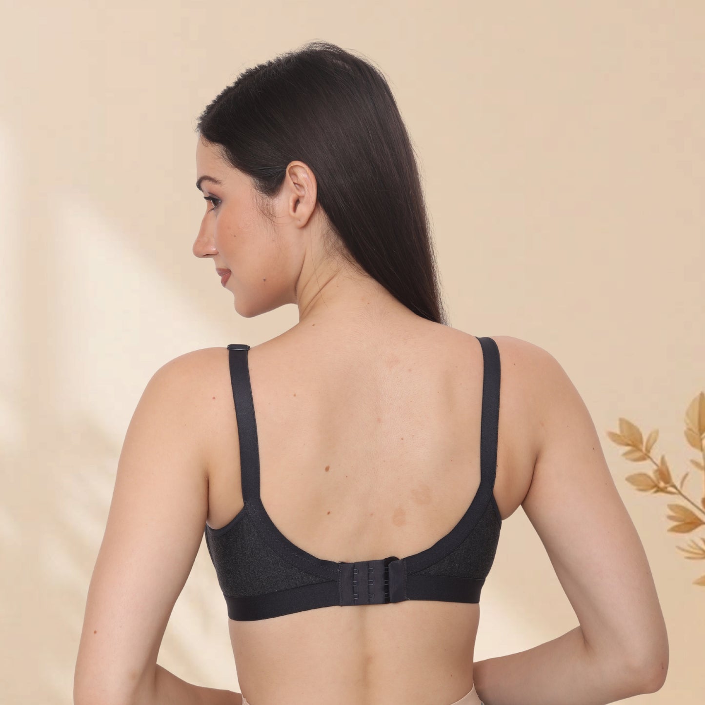 Soft Poly Cotton Non-Padded Wirefree Everyday T-Shirt Bra with Adjustable Straps