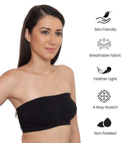 Seamless, Strapless, Full Coverage, Non-Wired Tube Bra