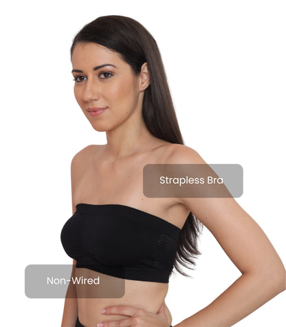 Seamless, Strapless, Full Coverage, Non-Wired Tube Bra