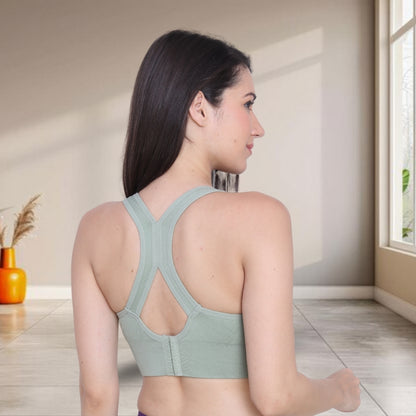 Nylon Spandex Padded Non-Wired Racer Back Sports Bra for Gym, Cardio, Zumba and Yoga