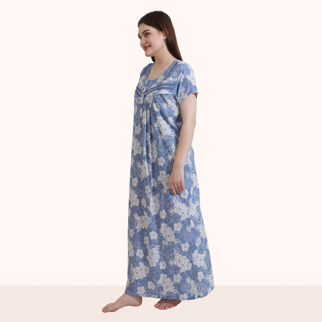 Floral Print Full Length Night Gown
