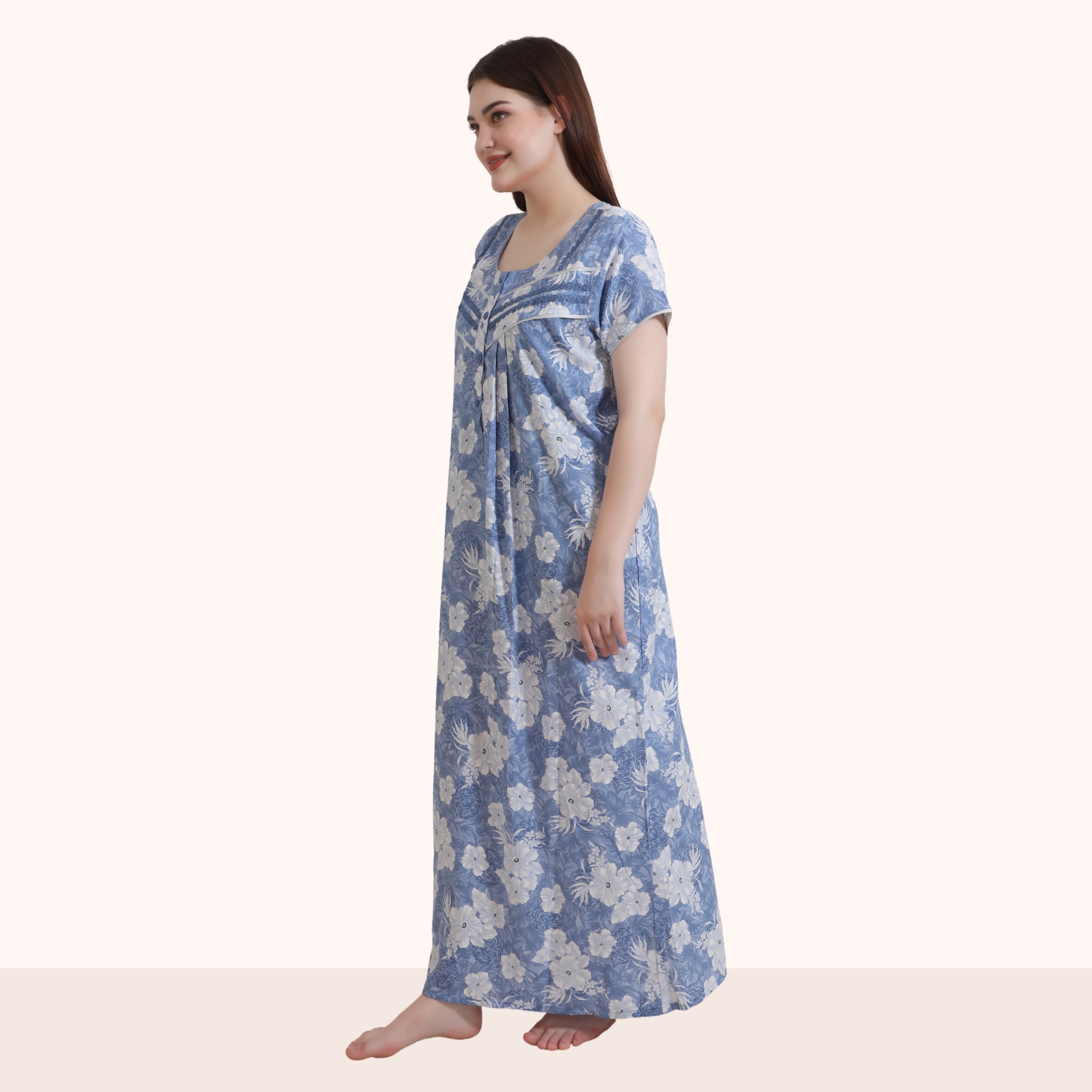 Floral Print Full Length Night Gown