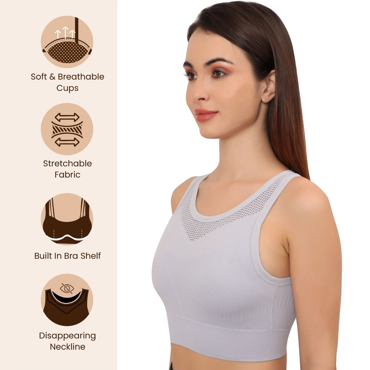High Support Padded Wireless Sports Bra