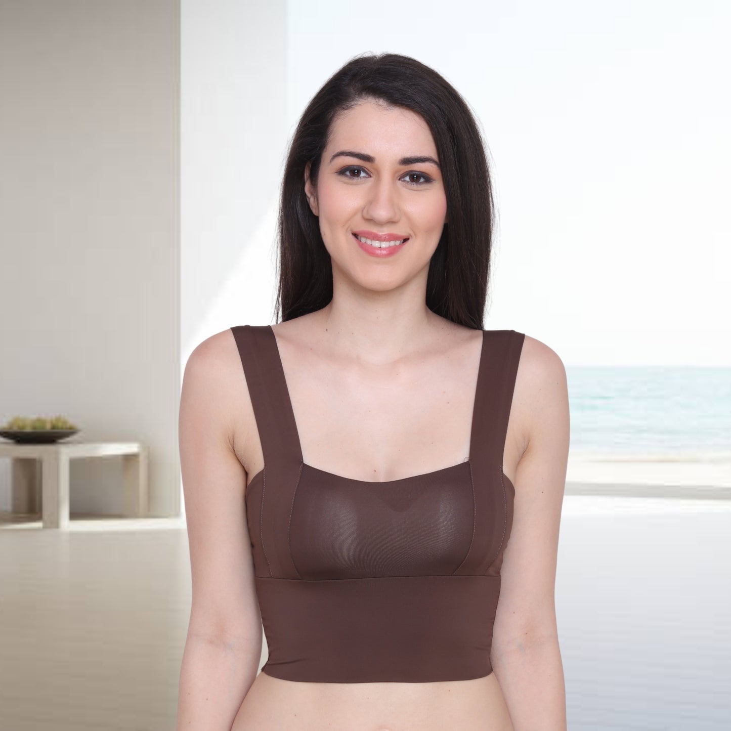 Nylon Spandex Padded Wire Free Seamless Sports Bras for Women
