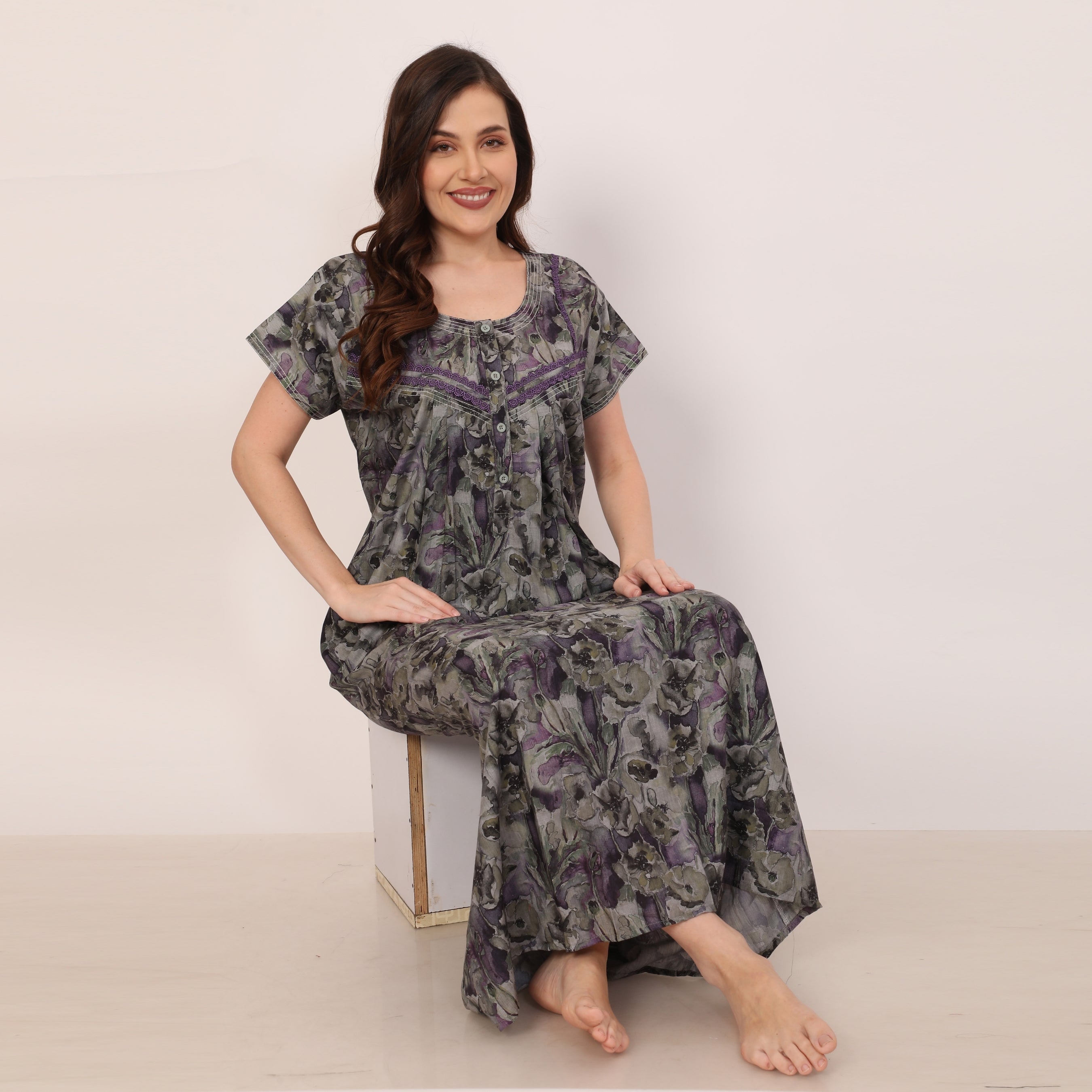 Printed Full Length Night Gown