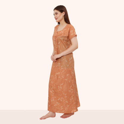 Floral Print Full Length Night Gown