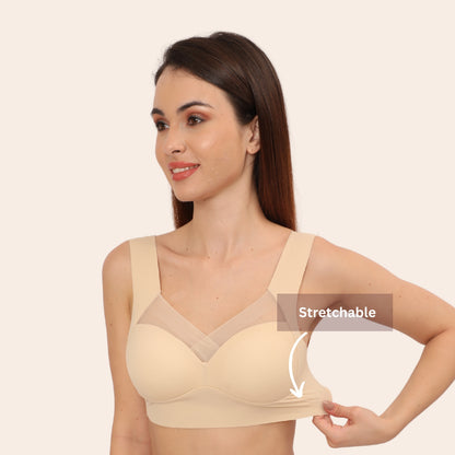 Wirefree Comfortable Padded Lift Push Up Thin, Soft, Sexy Back Smoothing Bra for Women