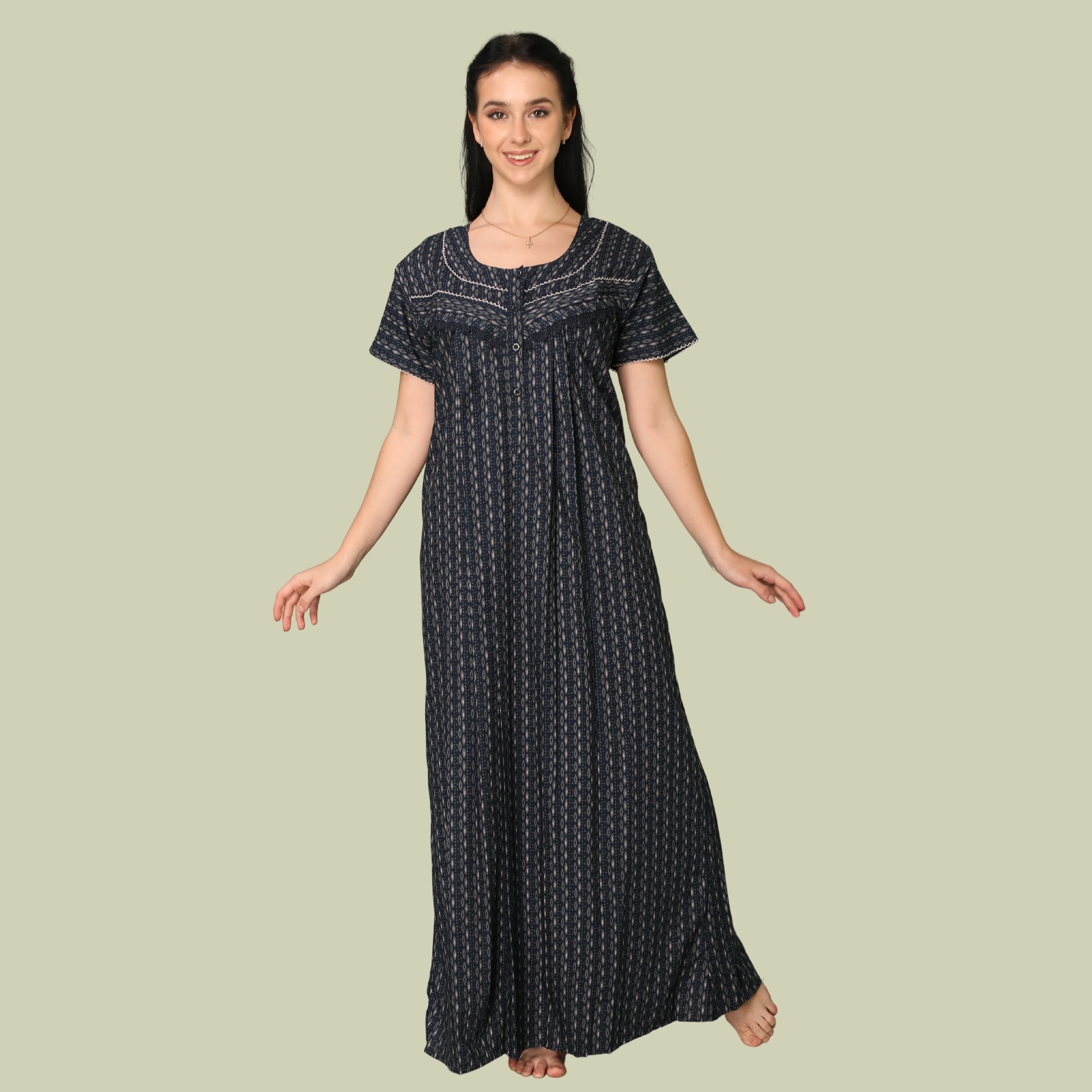 Printed Full Length Night Gown