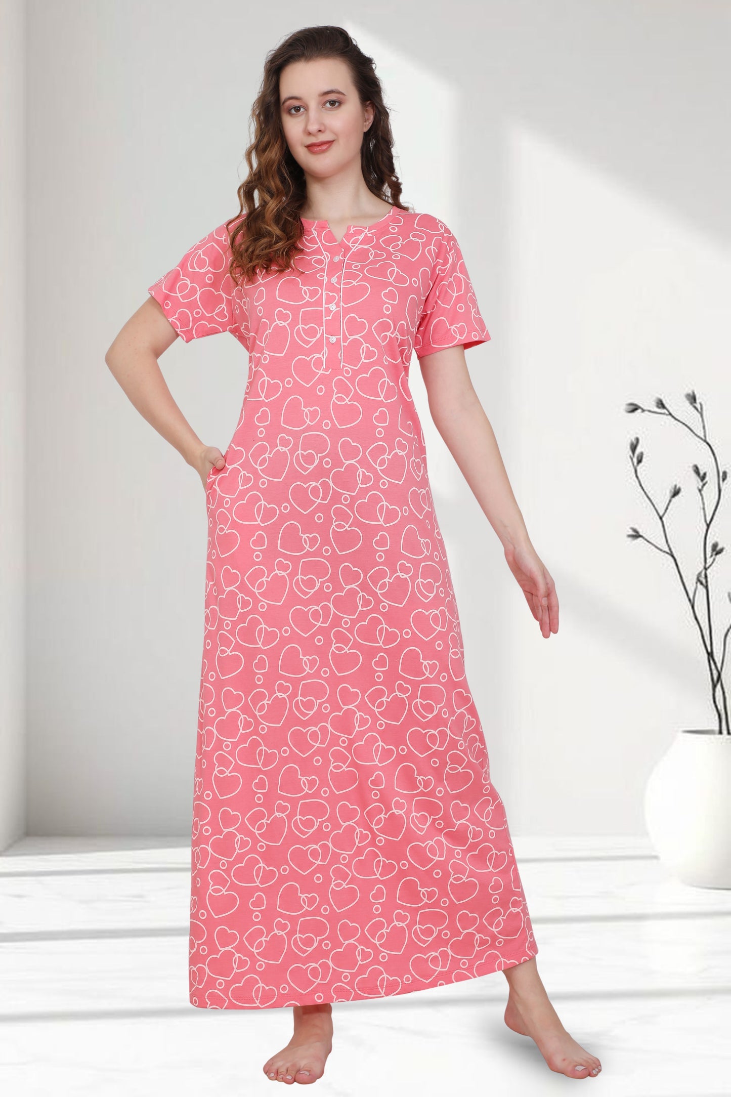 Hosiery Cotton Nighty Gown for Women