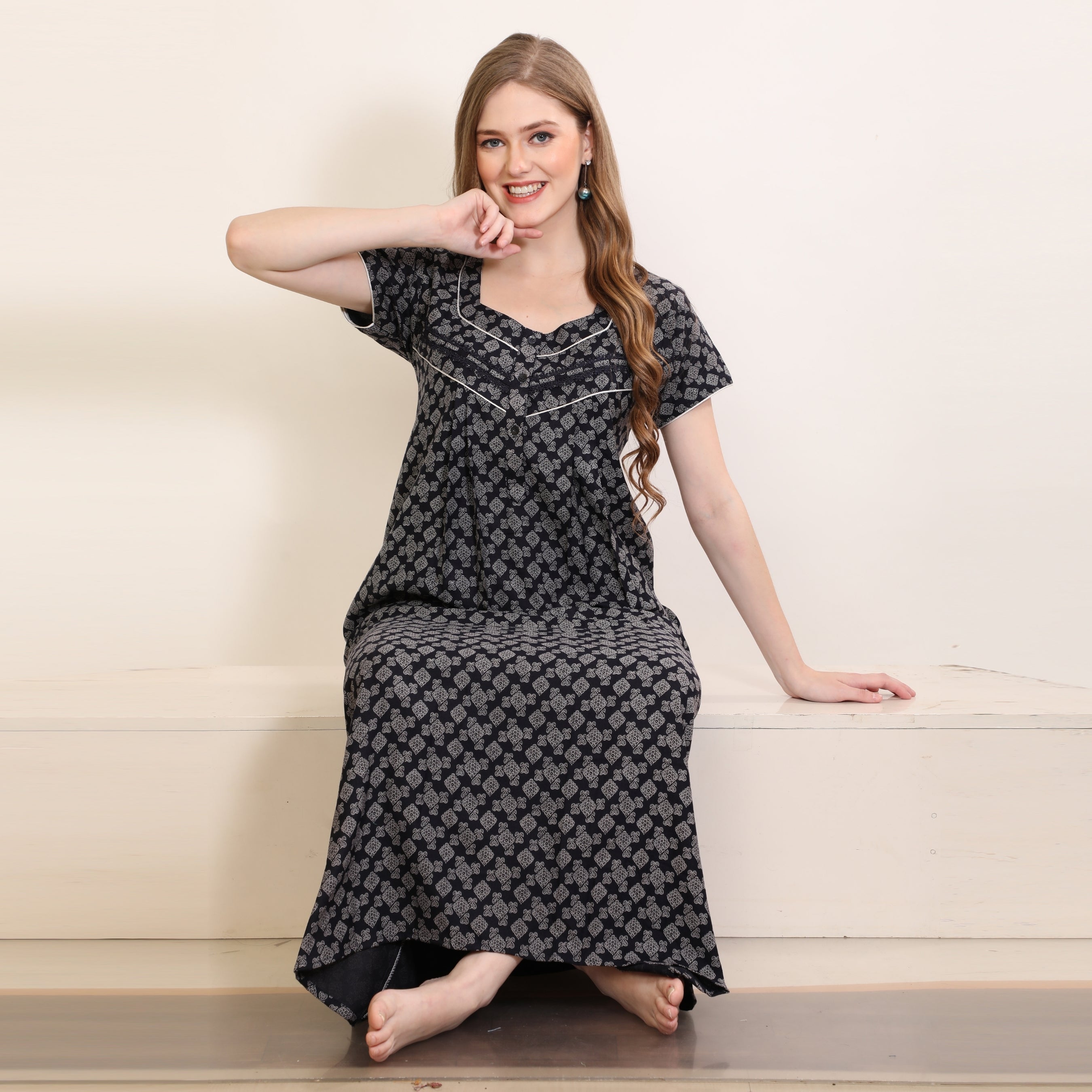 Printed Full-Length Night Gown