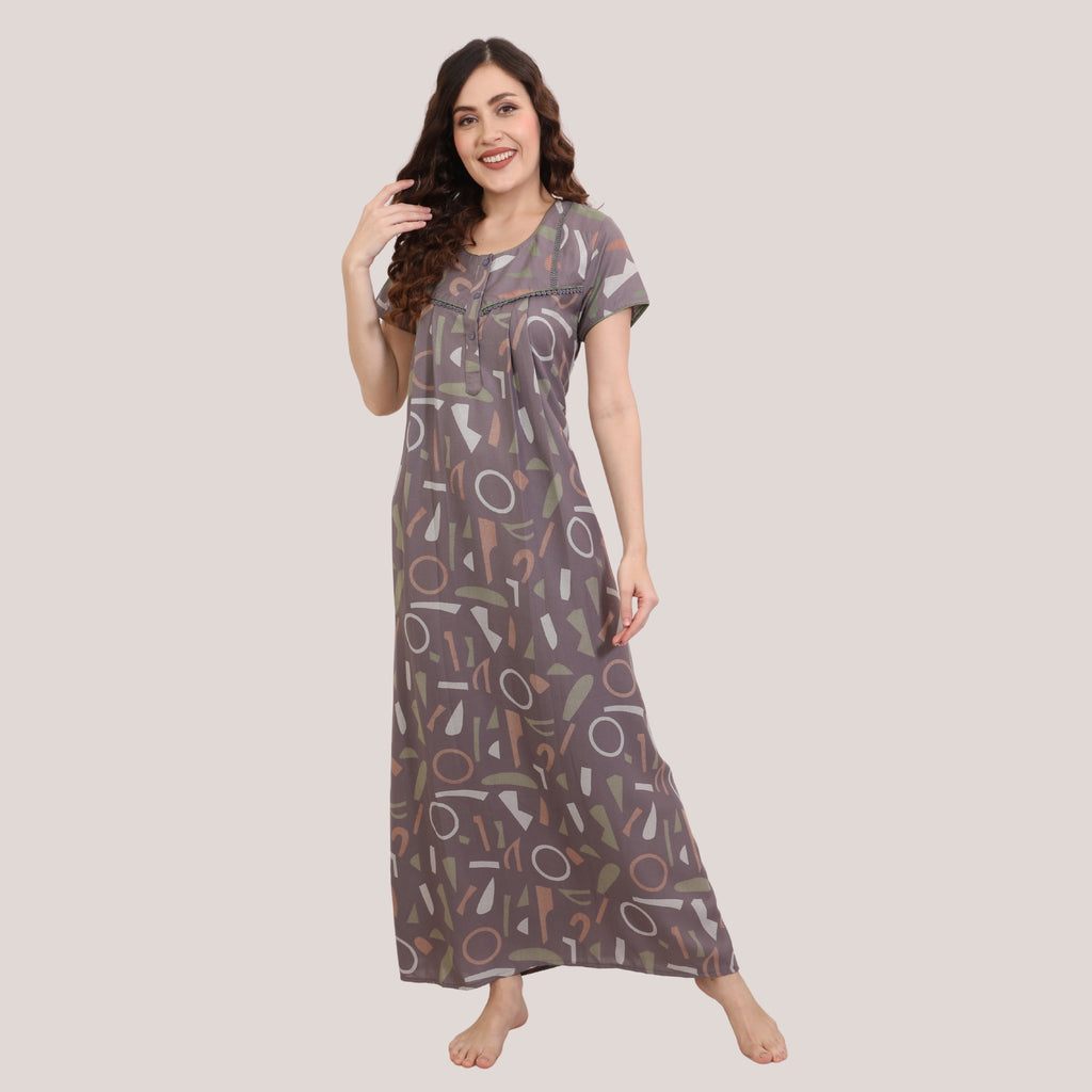 Printed Full-Length Night Gown