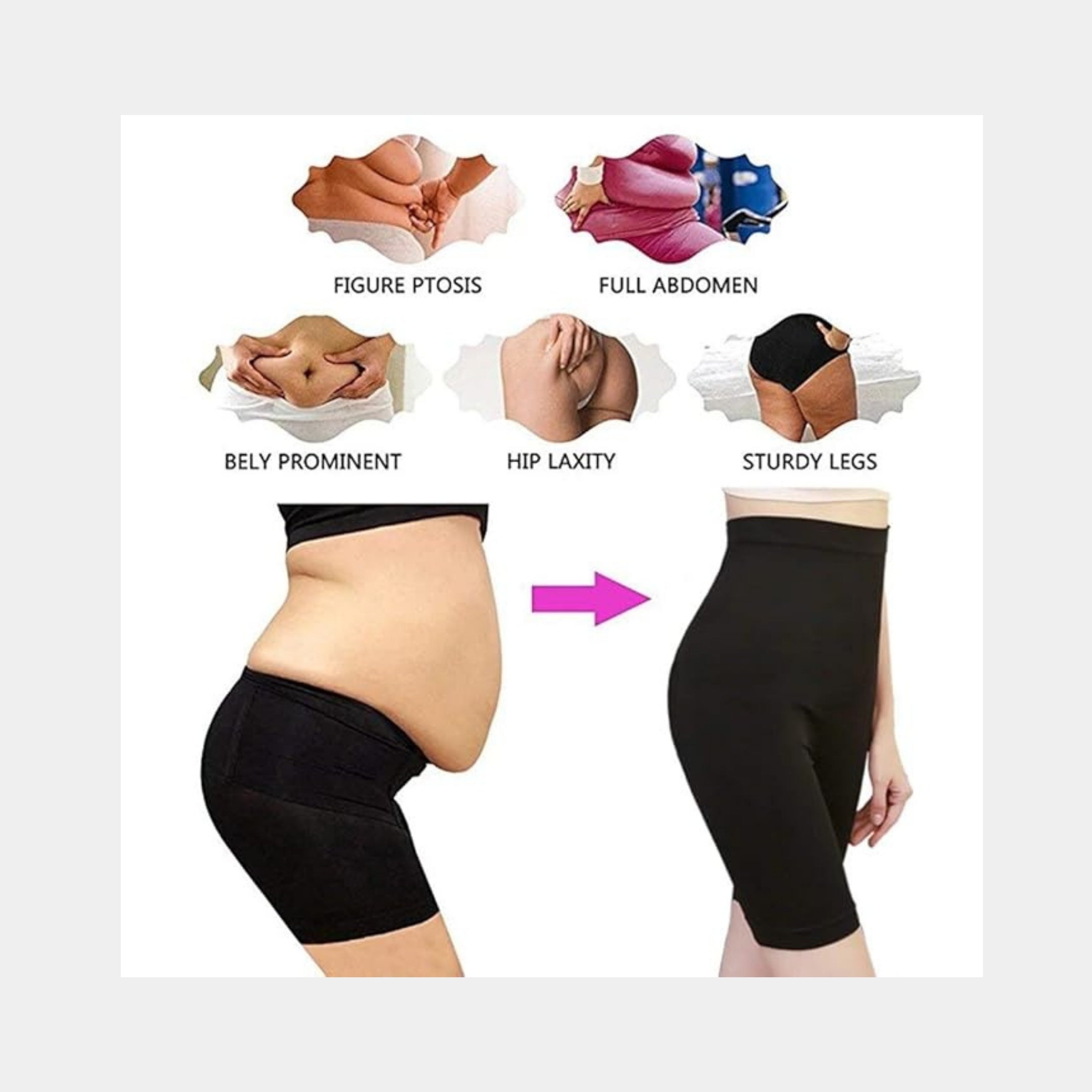 Spandex High Waist Tummy Control Mid Thigh Short