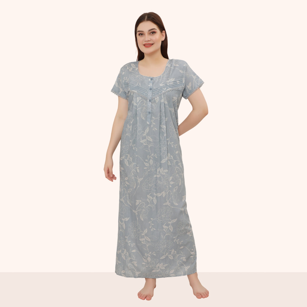 Floral Print Full Length Night Gown