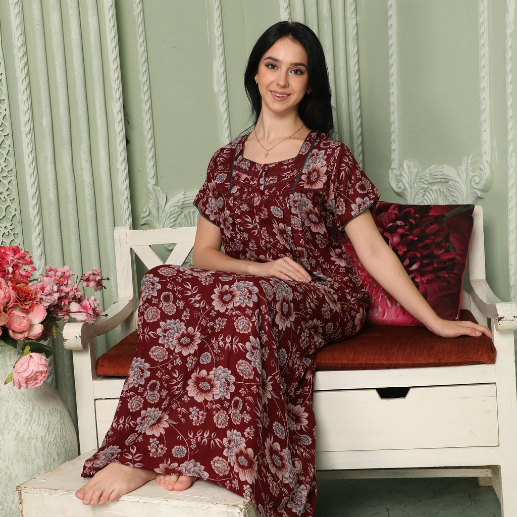Printed Full-Length Night Gown