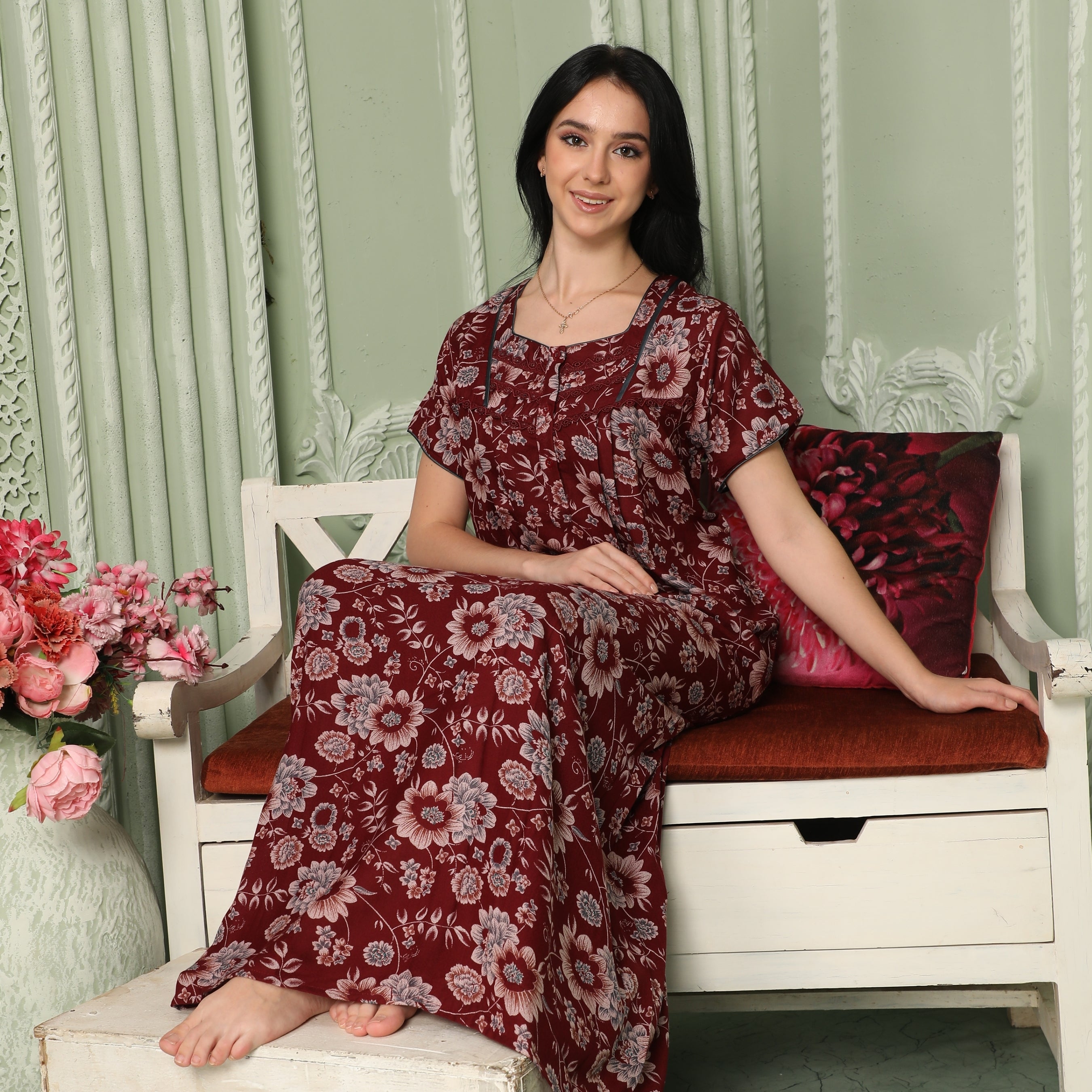 Printed Full-Length Night Gown