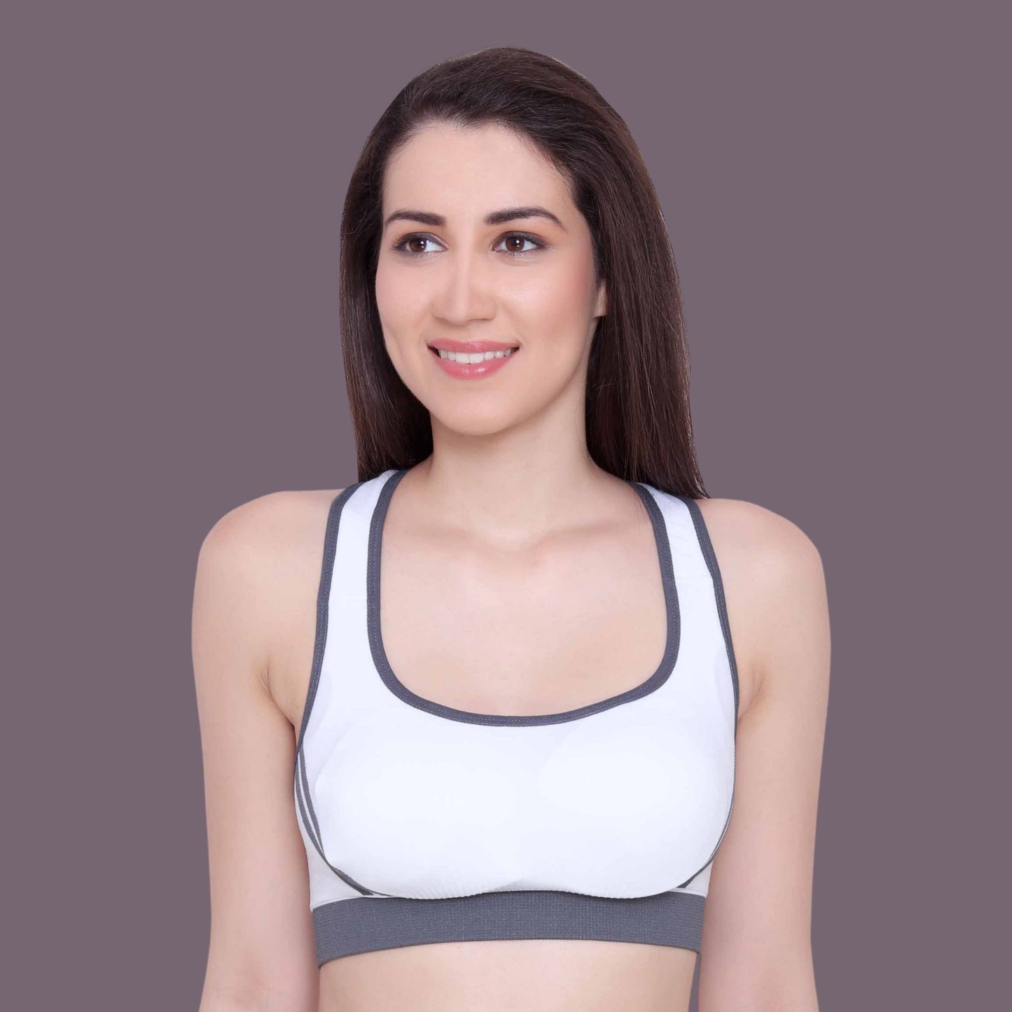 Women Nylon Spandex Padded Seamless Medium Impact Sports Bra