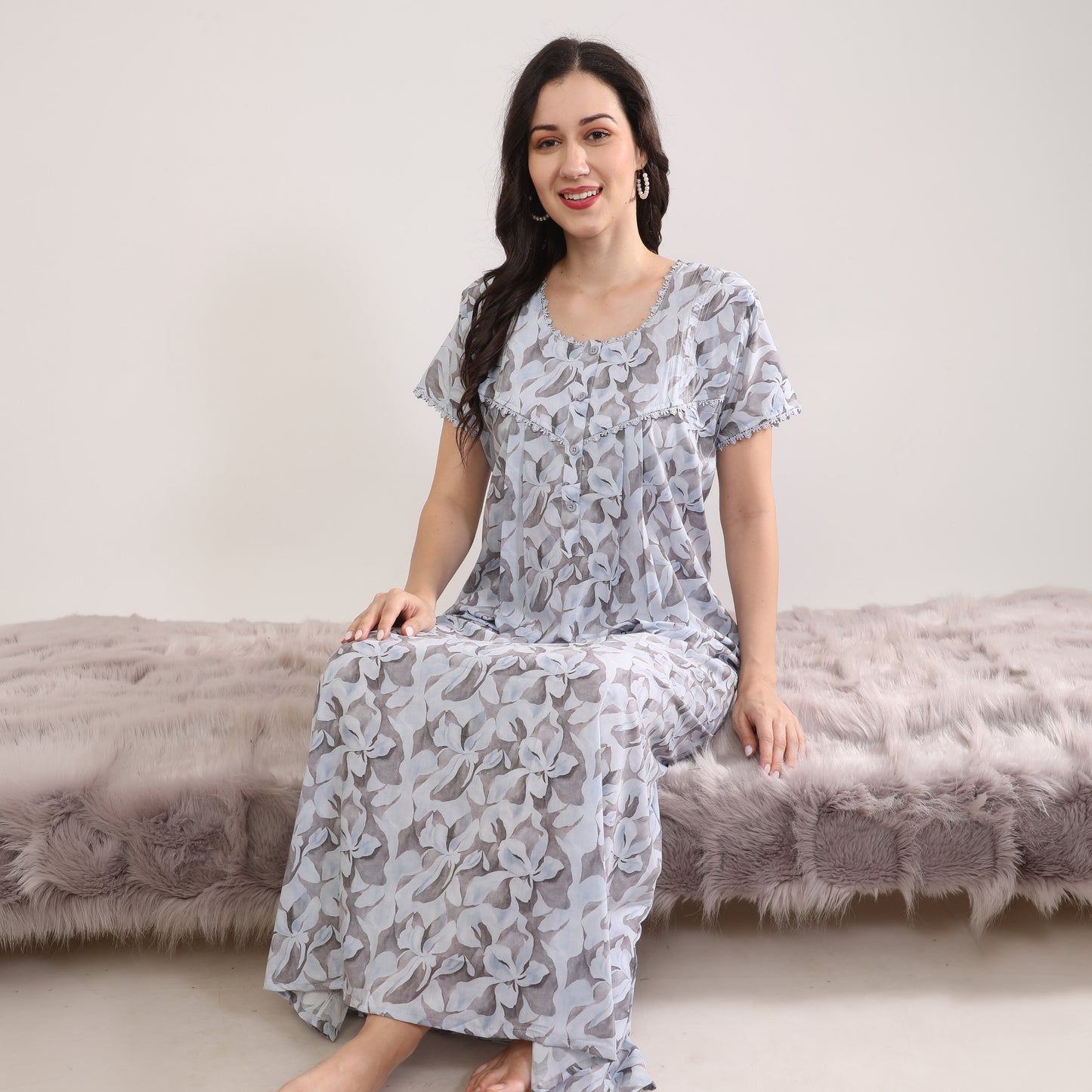 Printed Full Length Night Gown