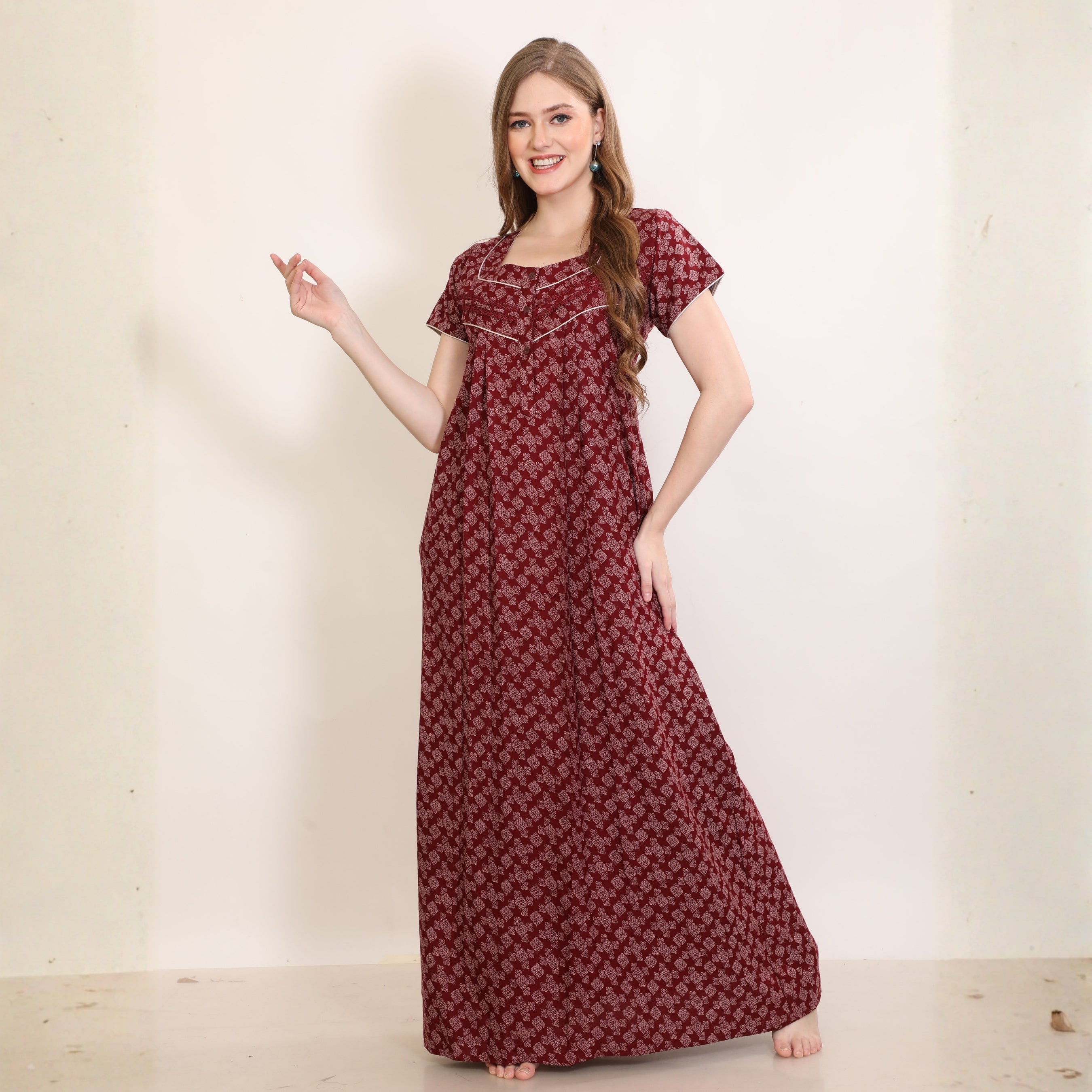 Printed Full-Length Night Gown