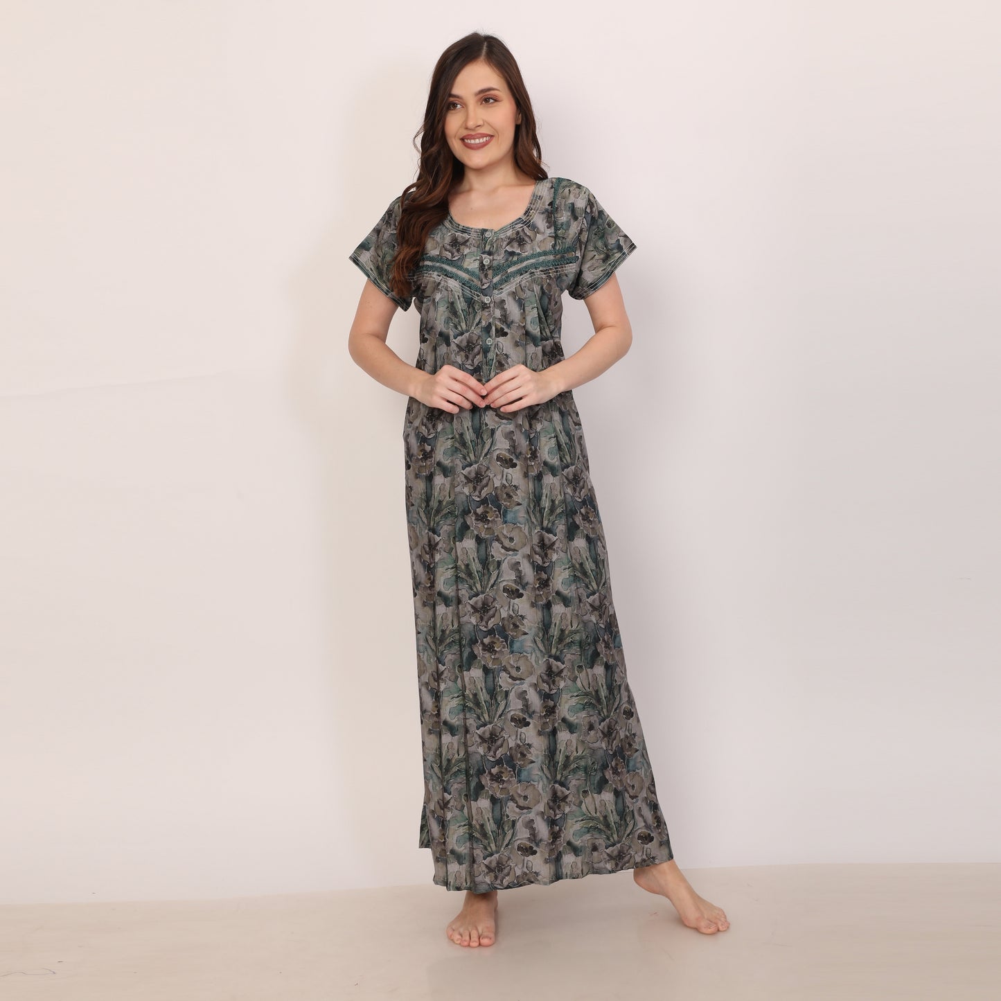 Printed Full Length Night Gown
