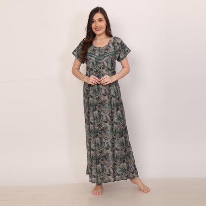 Printed Full Length Night Gown