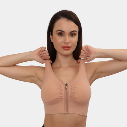 Front Zip Closure Sports Bra | Medium Impact Yoga Bras