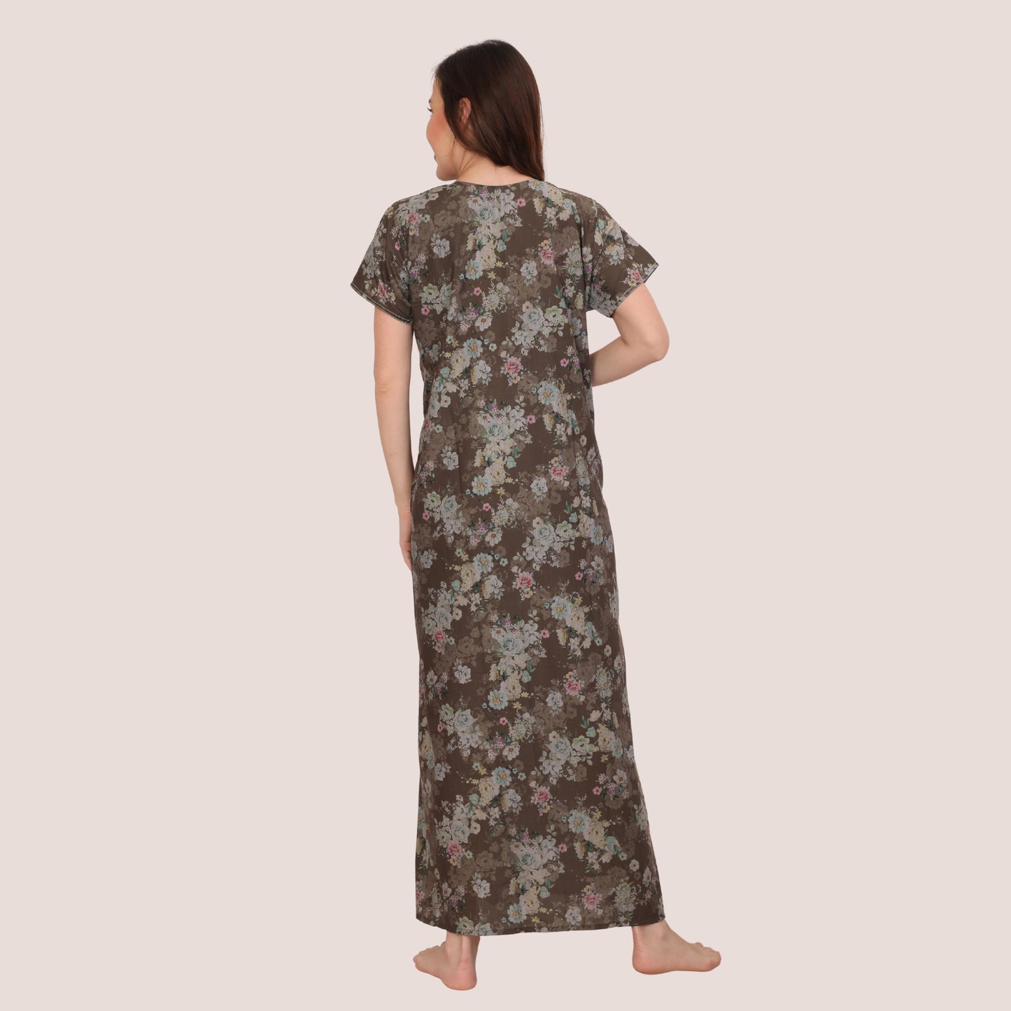 Floral Print Full Length Night Gown