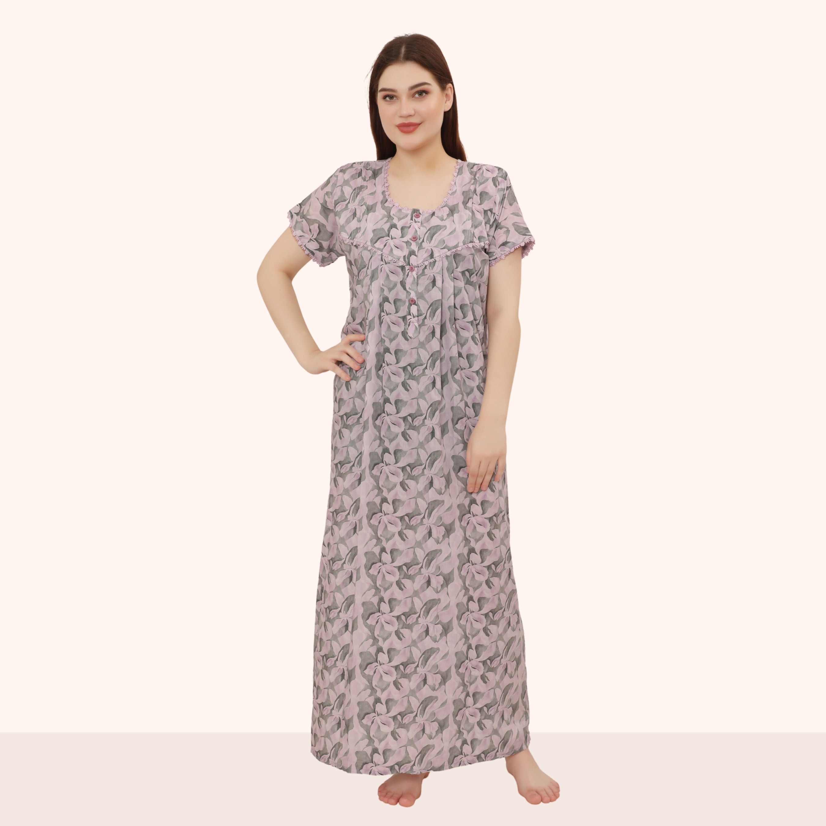 Printed Full Length Night Gown
