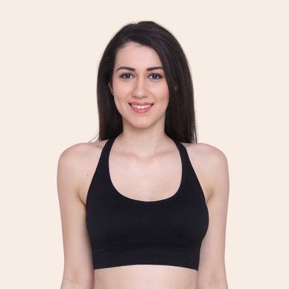 Nylon Spandex Padded Non-Wired Racer Back Sports Bra for Gym, Cardio, Zumba and Yoga