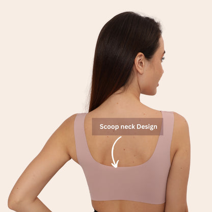 Wirefree Comfortable Padded Lift Push Up Thin, Soft, Sexy Back Smoothing Bra for Women