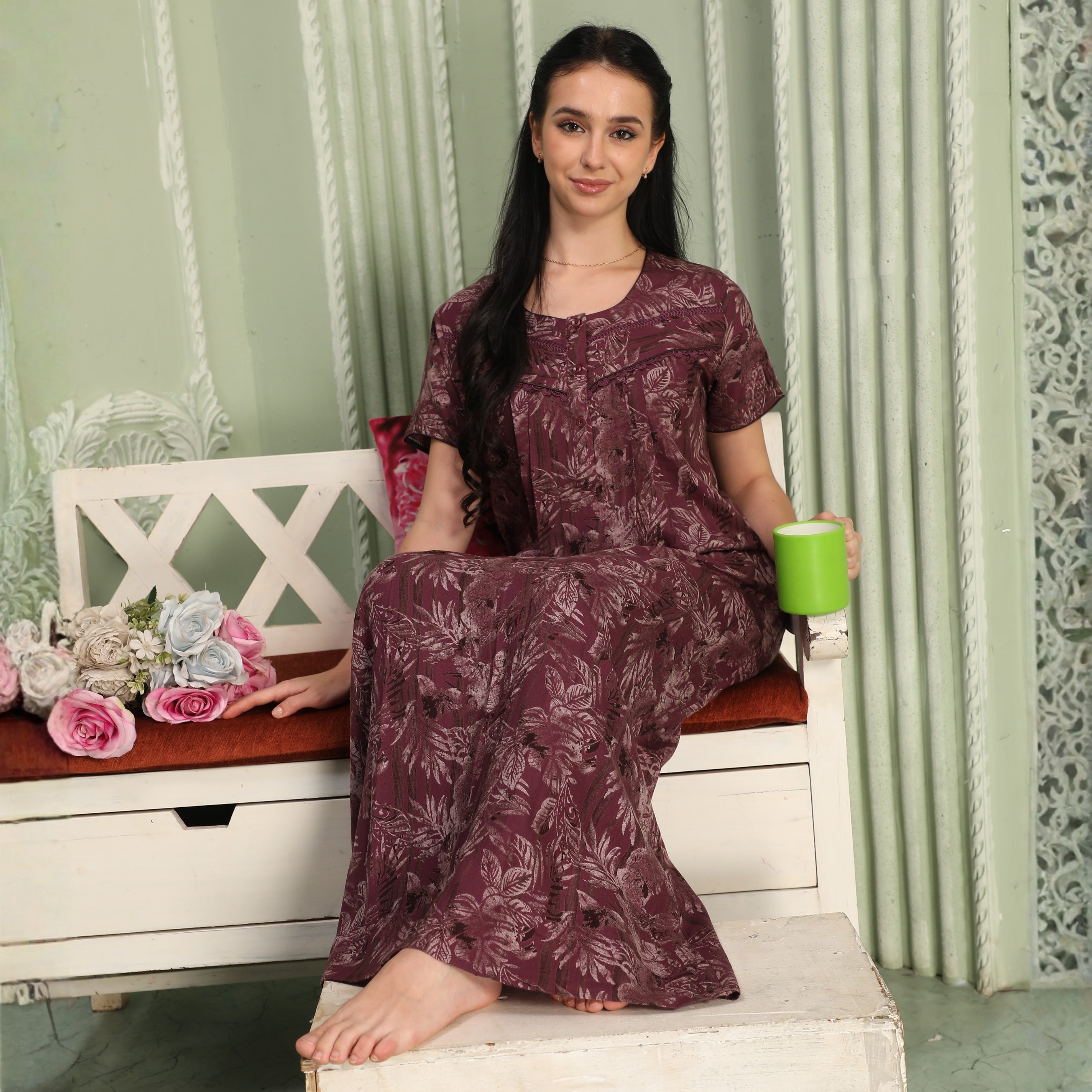 Printed Full-Length Night Gown