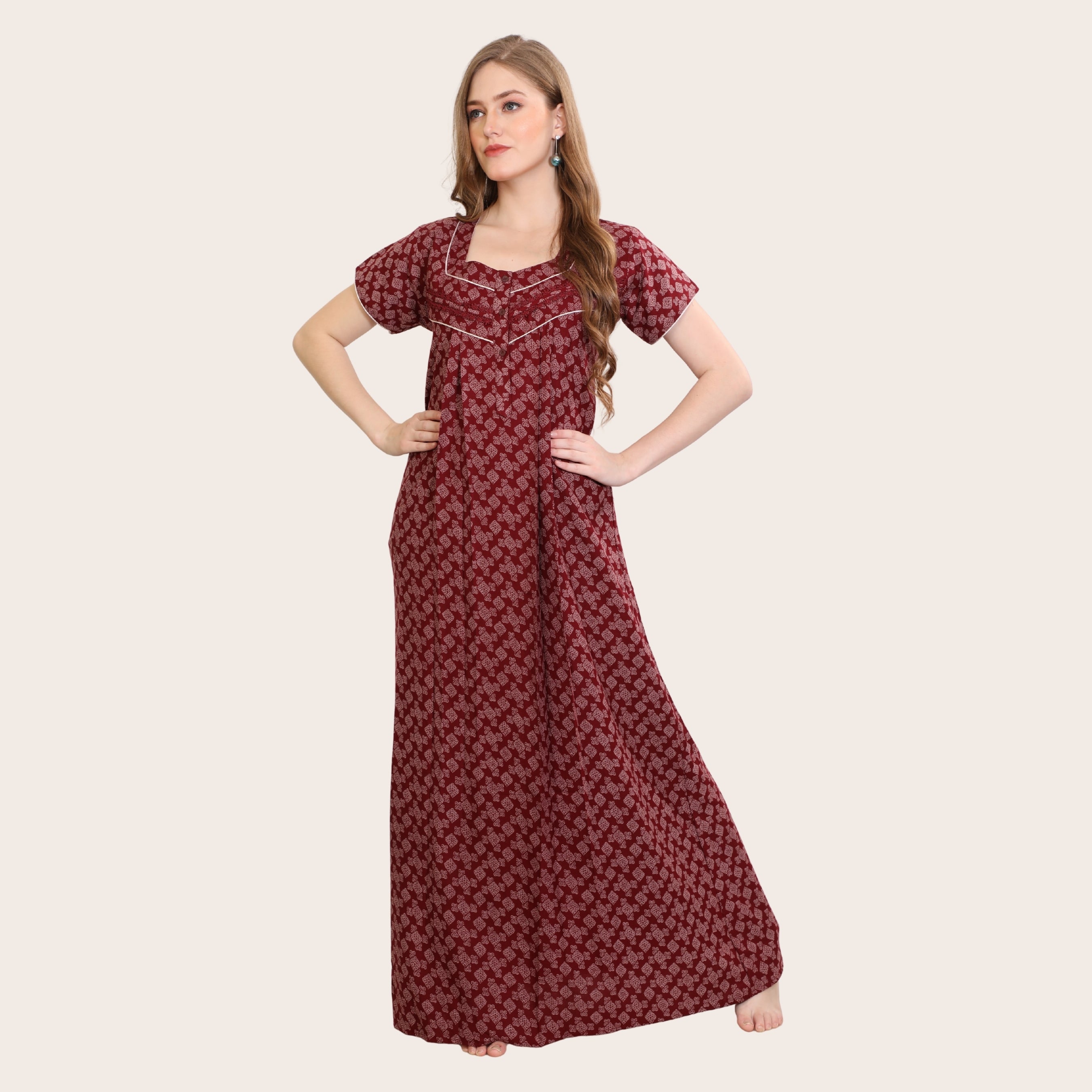 Printed Full-Length Night Gown