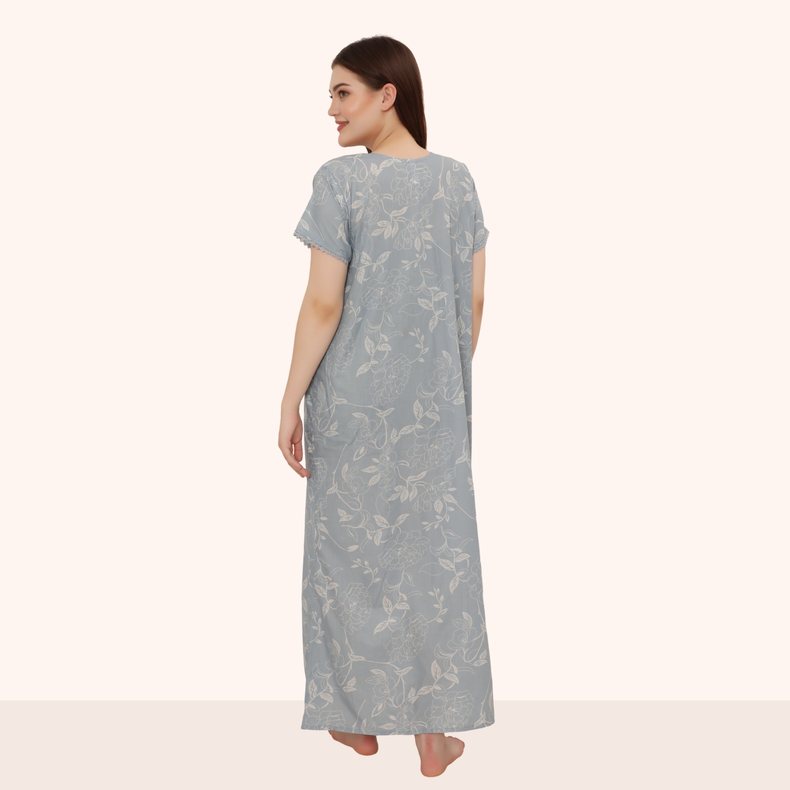 Floral Print Full Length Night Gown