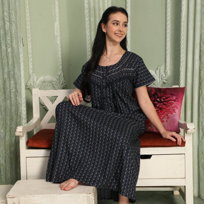 Printed Full Length Night Gown