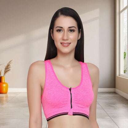 Lightly padded on the front with a front zipper closure